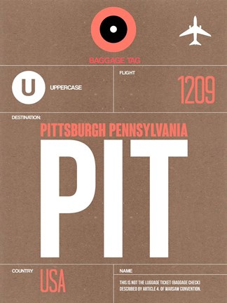 Framed PIT Pittsburgh Luggage Tag 2 Print