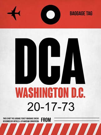 Framed DCA Washington Luggage Tag 1 Print