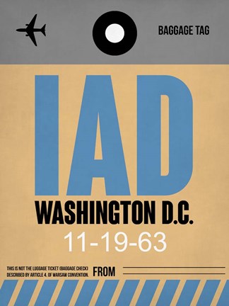 Framed IAD Washington Luggage Tag 1 Print