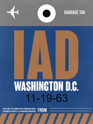 Framed IAD Washington Luggage Tag 2 Print