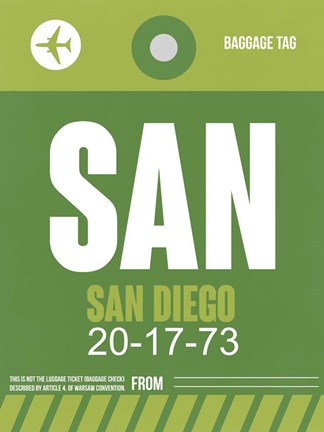 Framed SAN San Diego Luggage Tag 2 Print