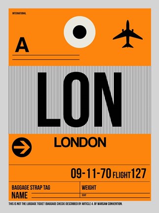 Framed LON London Luggage Tag 1 Print