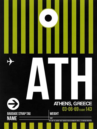 Framed ATH Athens Luggage Tag 2 Print