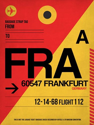 Framed FRA Frankfurt Luggage Tag 2 Print
