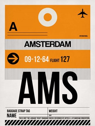 Framed AMS Amsterdam Luggage Tag 2 Print