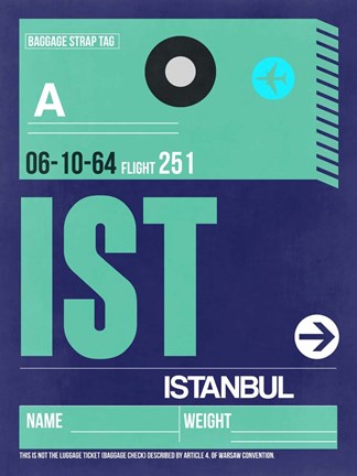 Framed IST Istanbul Luggage Tag 1 Print