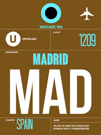 Framed MAD Madrid Luggage Tag 1 Print