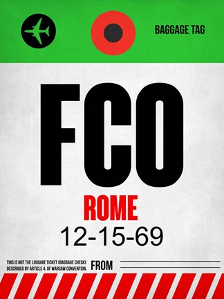 Framed FCO Rome Luggage Tag 1 Print
