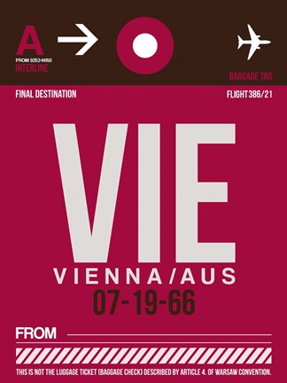 Framed VIE Vienna Luggage Tag 2 Print
