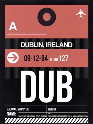 Framed DUB Dublin Luggage Tag 2 Print