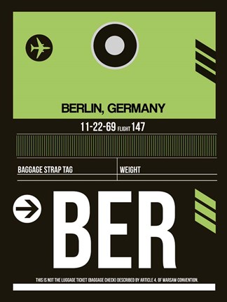 Framed BER Berlin Luggage Tag 2 Print