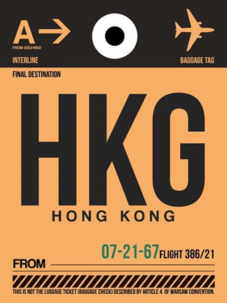 Framed HKG Hog Kong Luggage Tag 2 Print