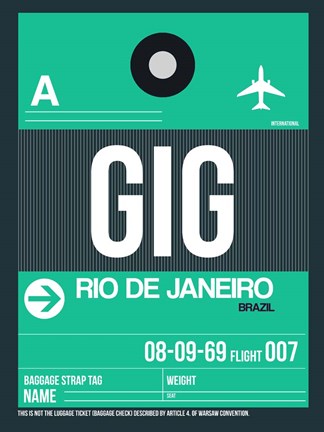 Framed GIG Rio De Janeiro Luggage Tag 1 Print