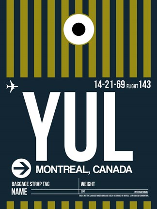 Framed YUL Montreal Luggage Tag 1 Print