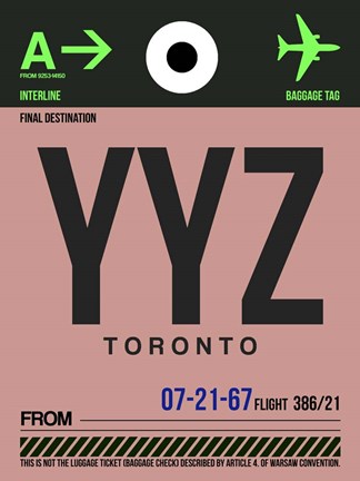 Framed YYZ Toronto Luggage Tag 2 Print