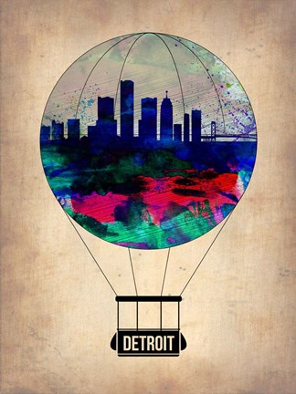 Framed Detroit  Air Balloon Print
