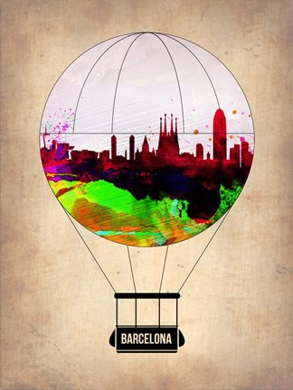 Framed Barcelona Air Balloon 2 Print