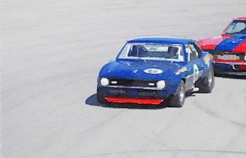 Framed Chevy Camaro on Race Track Print