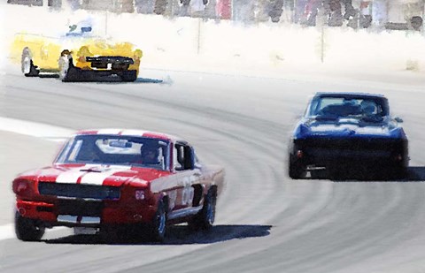 Framed Mustang and Corvette Racing Print