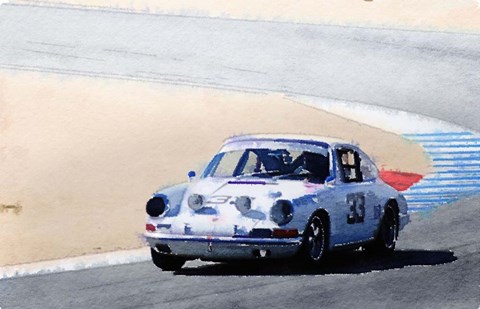 Framed White Porsche 911 in Monterey Print