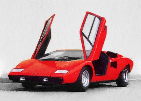 Framed 1974 Lamborghini Countach Open Doors Print