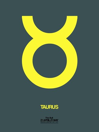 Framed Taurus Zodiac Sign Yellow Print