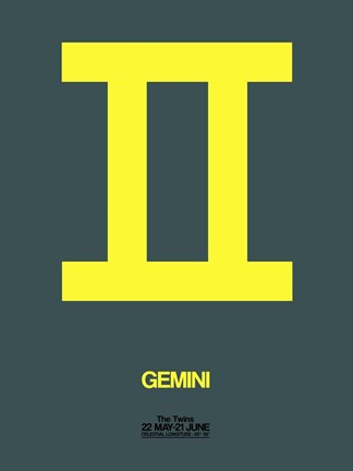 Framed Gemini Zodiac Sign Yellow Print