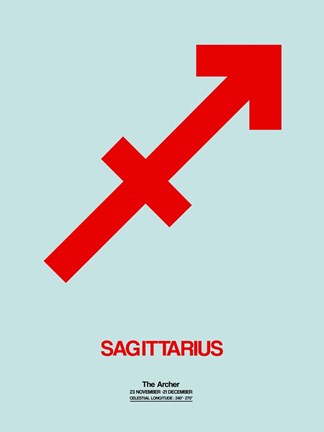 Framed Sagittarius Zodiac Sign Red Print
