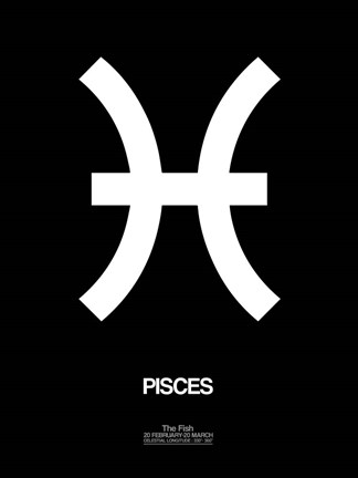 Framed Pisces Zodiac Sign White Print