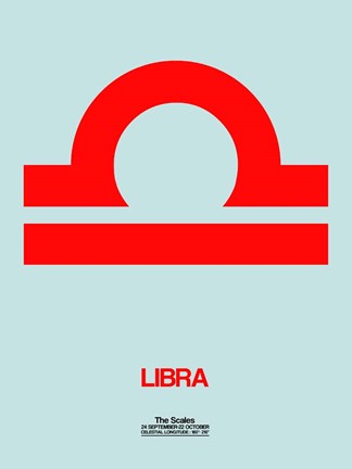 Framed Libra Zodiac Sign Red Print