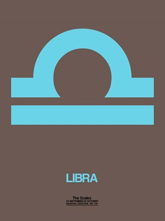 Framed Libra Zodiac Sign Blue Print