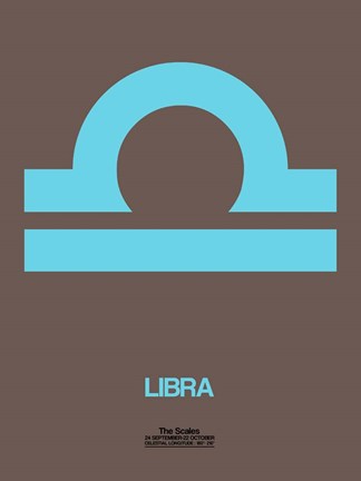 Framed Libra Zodiac Sign Blue Print