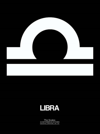 Framed Libra Zodiac Sign White Print