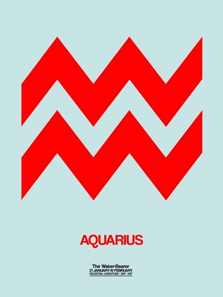 Framed Aquarius Zodiac Sign Red Print