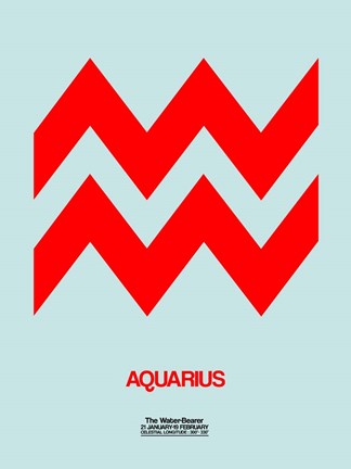 Framed Aquarius Zodiac Sign Red Print