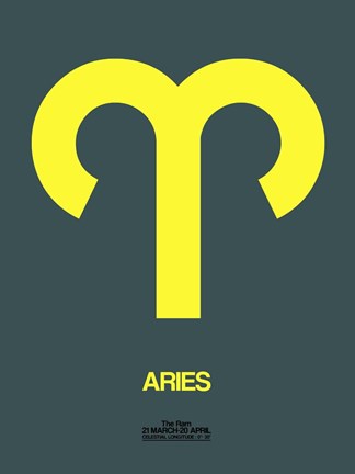 Framed Aries Zodiac Sign Yellow Print
