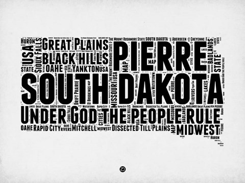 Framed South Dakota Word Cloud 1 Print