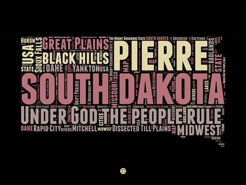 Framed South Dakota Word Cloud 2 Print