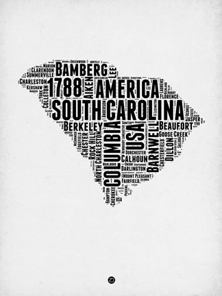 Framed South Carolina Word Cloud 1 Print