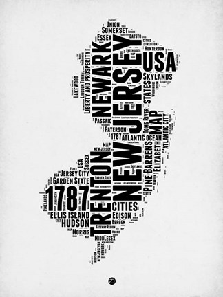 Framed New Jersey Word Cloud 2 Print