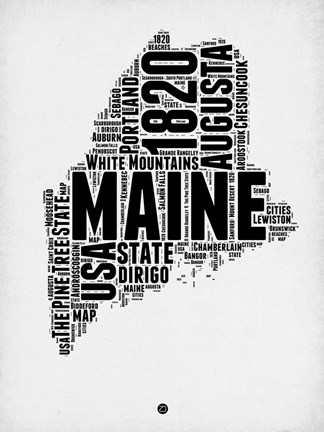 Framed Maine Word Cloud 2 Print