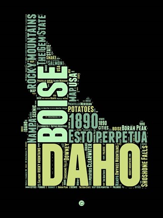 Framed Idaho Word Cloud 1 Print