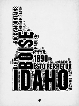 Framed Idaho Word Cloud 2 Print