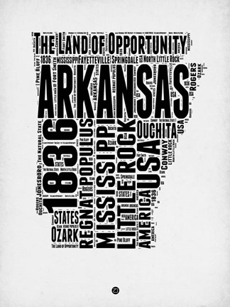 Framed Arkansas Word Cloud 2 Print