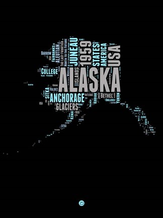 Framed Alaska Word Cloud 1 Print