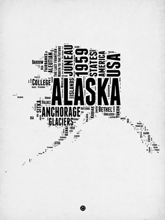 Framed Alaska Word Cloud 2 Print