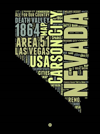 Framed Nevada Word Cloud 1 Print