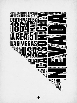 Framed Nevada Word Cloud 2 Print