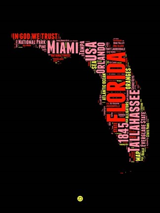 Framed Florida Word Cloud 1 Print