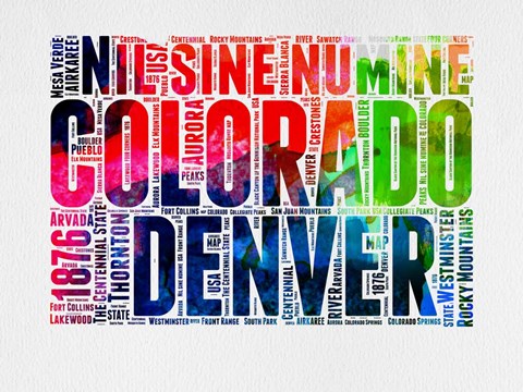 Framed Denver Watercolor Word Cloud Print